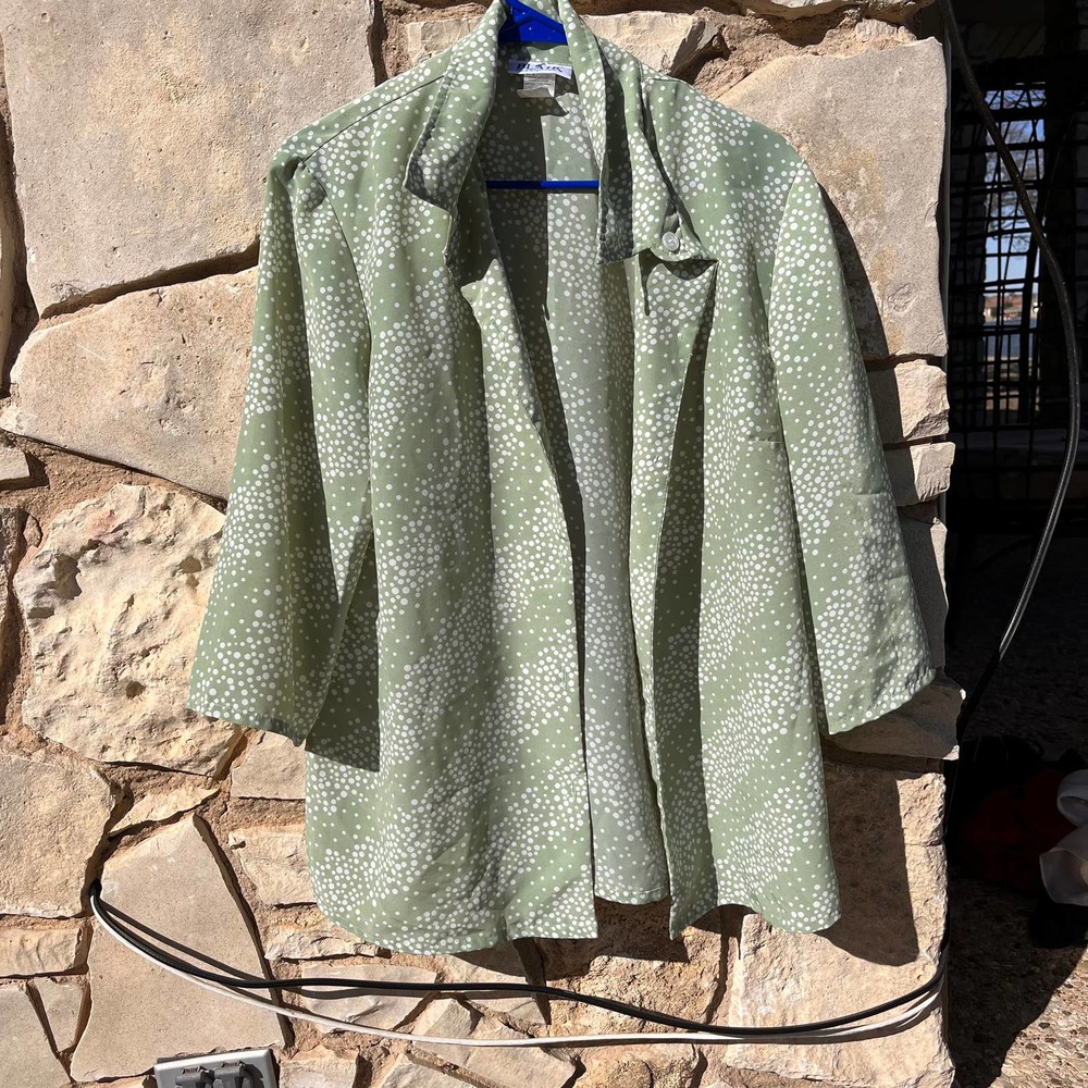 Light Green and Polka Dot Blair Button Up Blouse